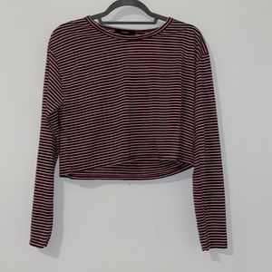forever 21 striped long sleeve crop top